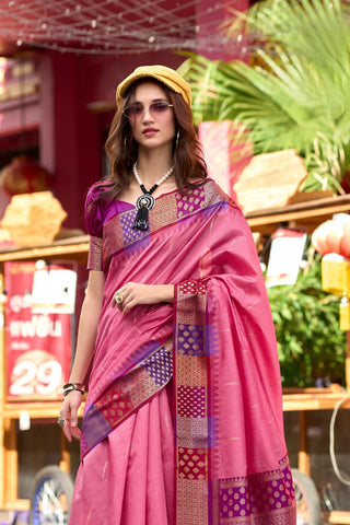 PINK PURE BANARASI SILK SAREE