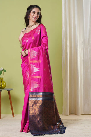 Onion Pink  Banarasi Silk Saree_Kumari Sarees