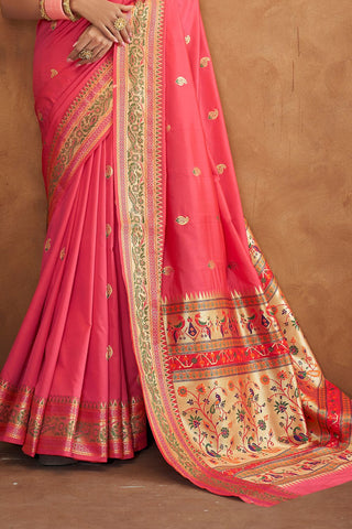 Pink Banarasi Soft Silk Saree_Kumari Sarees