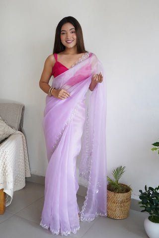 PINK ORGANZA SILK SAREE