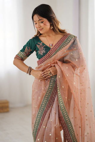 Pink Banarasi Crush Silk Saree_Kumari Sarees