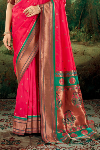 Pink Soft Peshwai Paithani Silk Saree_Kumari Sarees