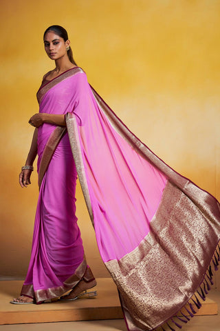 Purple Georgette Silk Saree_Kumari Sarees
