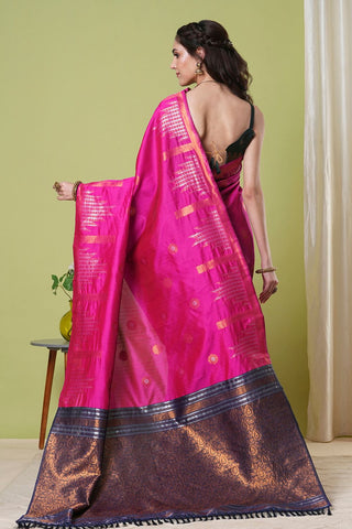Onion Pink  Banarasi Silk Saree_Kumari Sarees