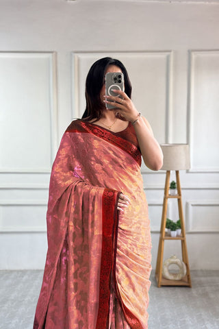 Pink Pure Georgette Silk Saree_Kumari Sarees