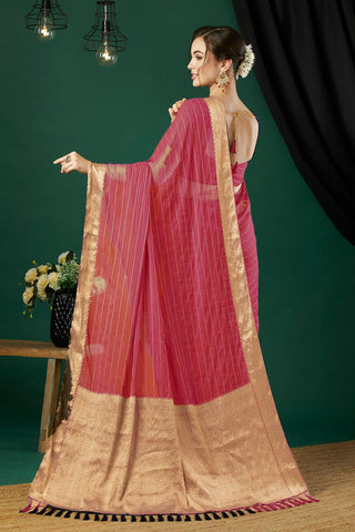 Pink Chiffon Silk Saree_Kumari Sarees