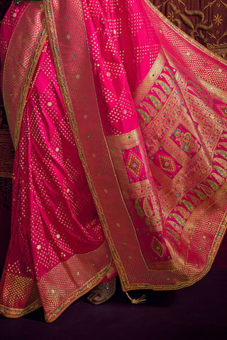 Pink Pure Viscous Dola Saree_Kumari Sarees