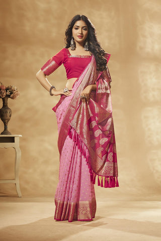 Pink Georgette Saree