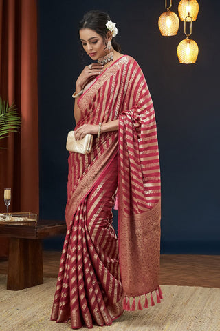 Pink Pure Georgette Saree_Kumari Sarees