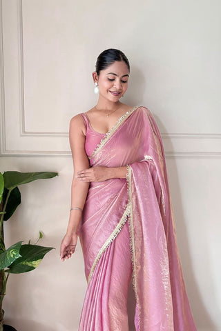 Pink Space Silk Saree