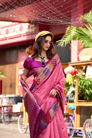 PINK PURE BANARASI SILK SAREE