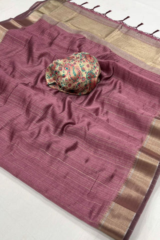 Onion Pink Moss Chiffon Handloom Weaving Saree_Kumari Sarees