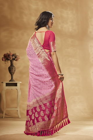 Pink Georgette Saree