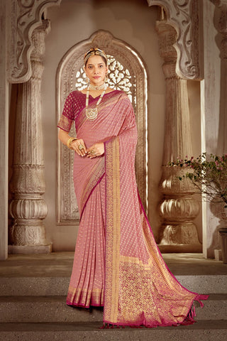 Pink Pure Georgette Saree_Kumari Sarees