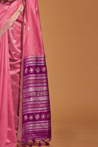 PINK HANDLOOM WEAVING SAREE