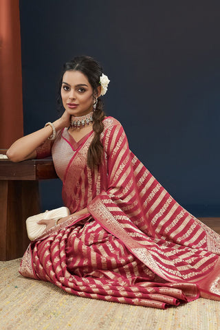 Pink Pure Georgette Saree_Kumari Sarees