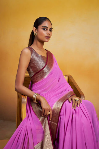Purple Georgette Silk Saree_Kumari Sarees