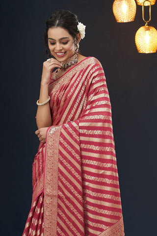 Pink Pure Georgette Saree_Kumari Sarees