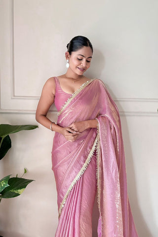 Pink Space Silk Saree