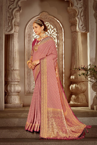 Pink Pure Georgette Saree_Kumari Sarees