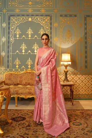 PINK KANJEEVARAM HANDLOOM SILK SAREE