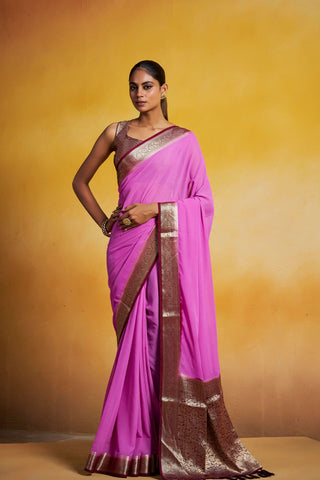 Purple Georgette Silk Saree_Kumari Sarees