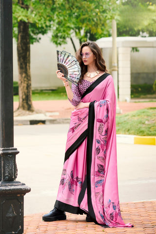 PINK SATIN SILK SAREE