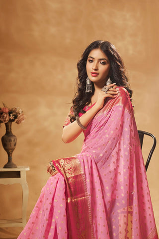 Pink Georgette Saree