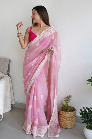 PINK SIMMER SILK SAREE