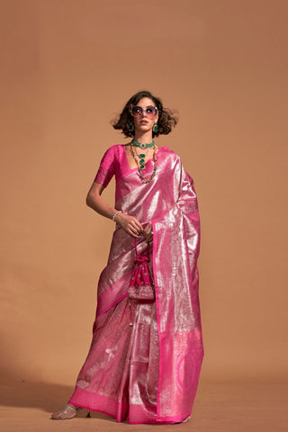 PINK HANDWOVEN KANJIVARAM SILK SAREE