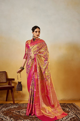 Pink Dharmavaram Silk Saree