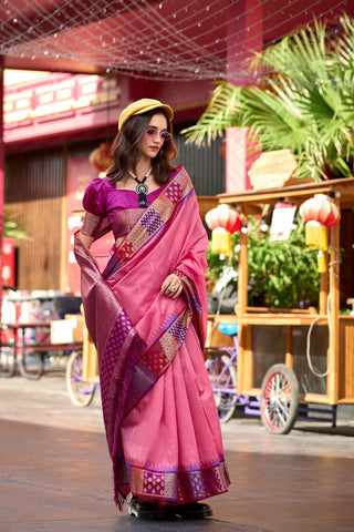 PINK PURE BANARASI SILK SAREE