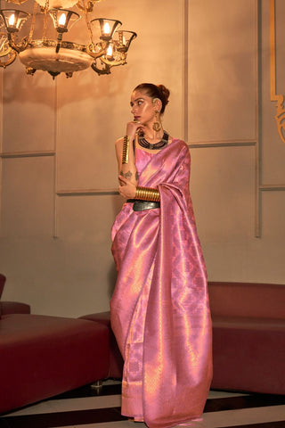 PINK KANJEEVARAM HANDLOOM SILK SAREE 