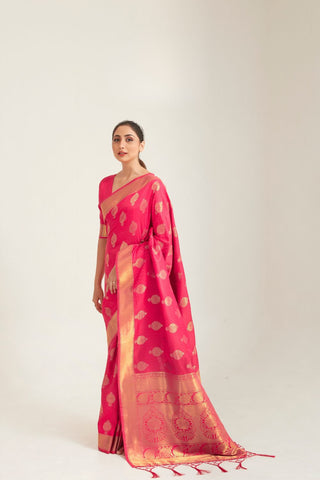 PINK KANJEEVARAM HANDLOOM WEAVING SILK SAREE