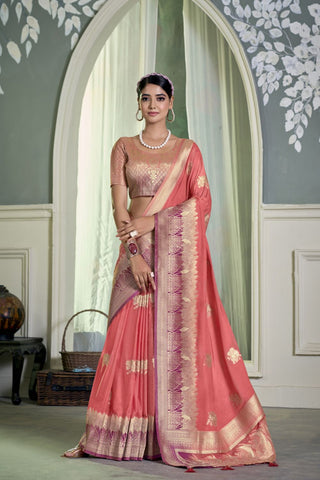 Pink Pure Silk Crepe Saree