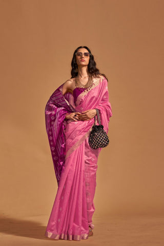 PINK HANDLOOM WEAVING SAREE