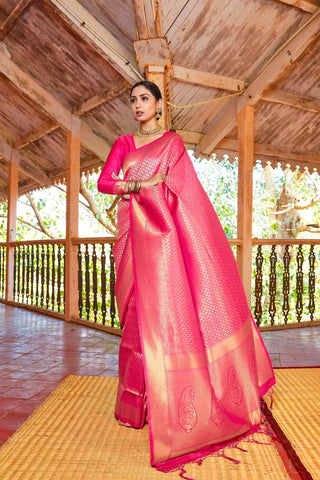 Pink Handloom Weaving Saree