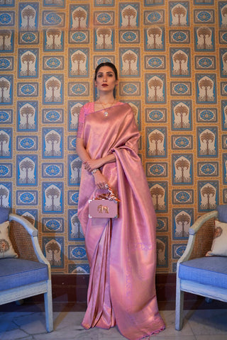  PINK KANJEEVARAM HANDLOOM SILK SAREE 