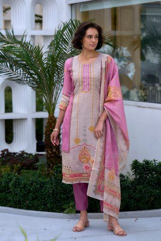 Pink Vatican Silk Blend With Embroidery Kurta Set_Kumari Sarees