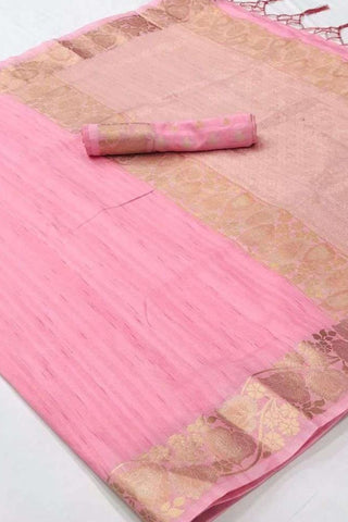 PINK GALA HANDLOOM WEAVING SILK SAREE