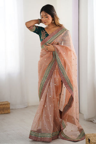 Pink Banarasi Crush Silk Saree_Kumari Sarees