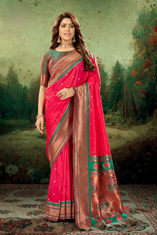 PINK SOFT PESHWAI PAITHANI SILK