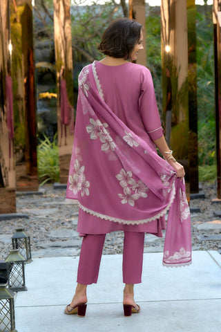 Pink Vatican Organza With Embroidery Kurta Set_Kumari Sarees