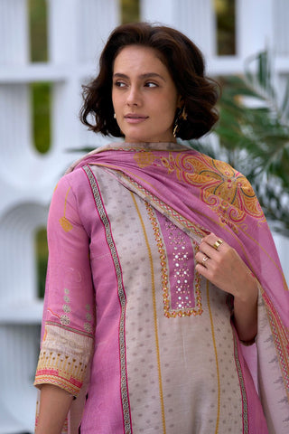 Pink Vatican Silk Blend With Embroidery Kurta Set_Kumari Sarees