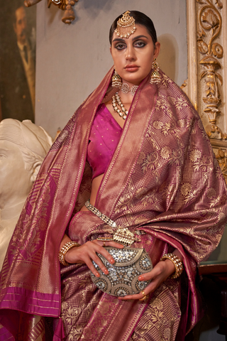 Pink Banarasi Patola Silk Saree_Kumari Sarees