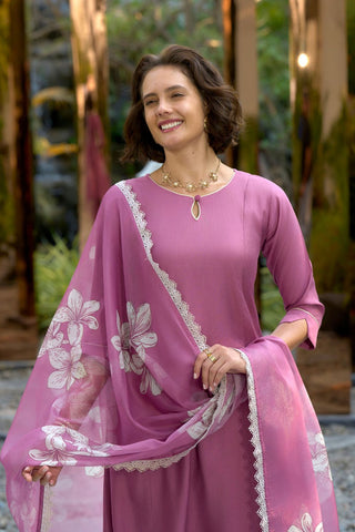 Pink Vatican Organza With Embroidery Kurta Set_Kumari Sarees