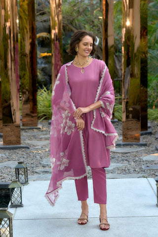 Pink Vatican Organza With Embroidery Kurta Set_Kumari Sarees