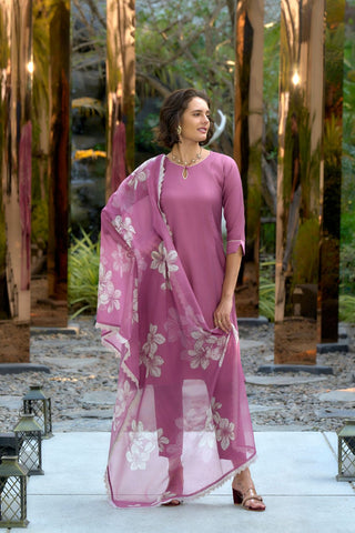 Pink Vatican Organza With Embroidery Kurta Set_Kumari Sarees