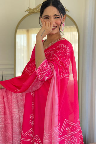 Viscose Gadhwal France Crepe Chinon Embroidery Kurta Set_Kumari Sarees
