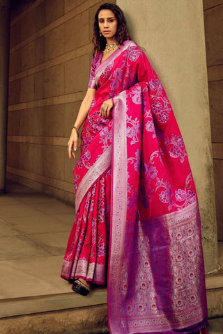 Pink Satin Brasso Handwoven Silk Saree_Kumari Sarees